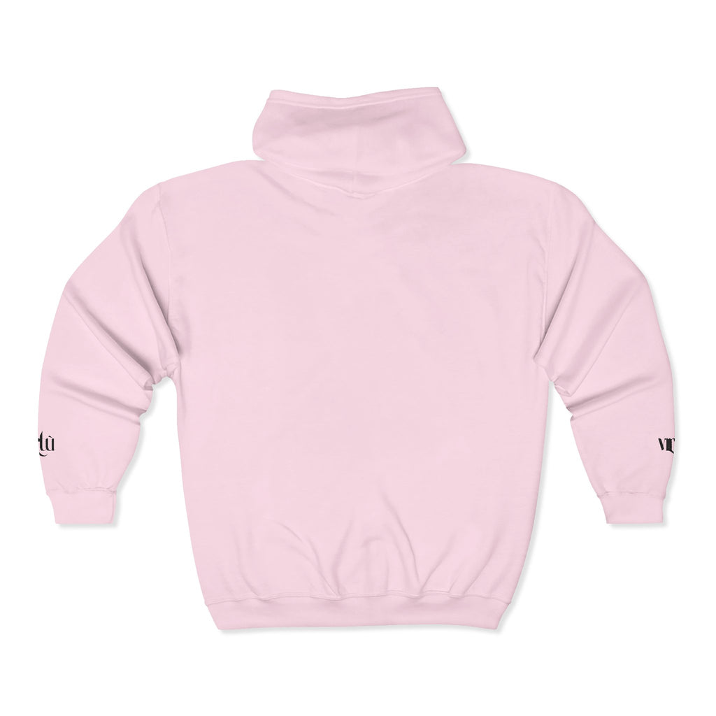 Minimalist 'utu' Zip Hoodie — White Full-Zip Graphic Hoodie
