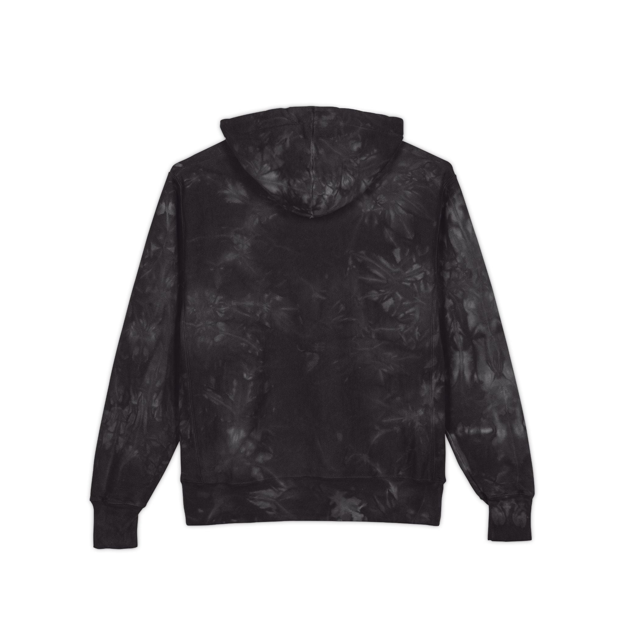 Tie-Dye Hoodie — Embroidered "Virtù" Black Swirl Streetwear