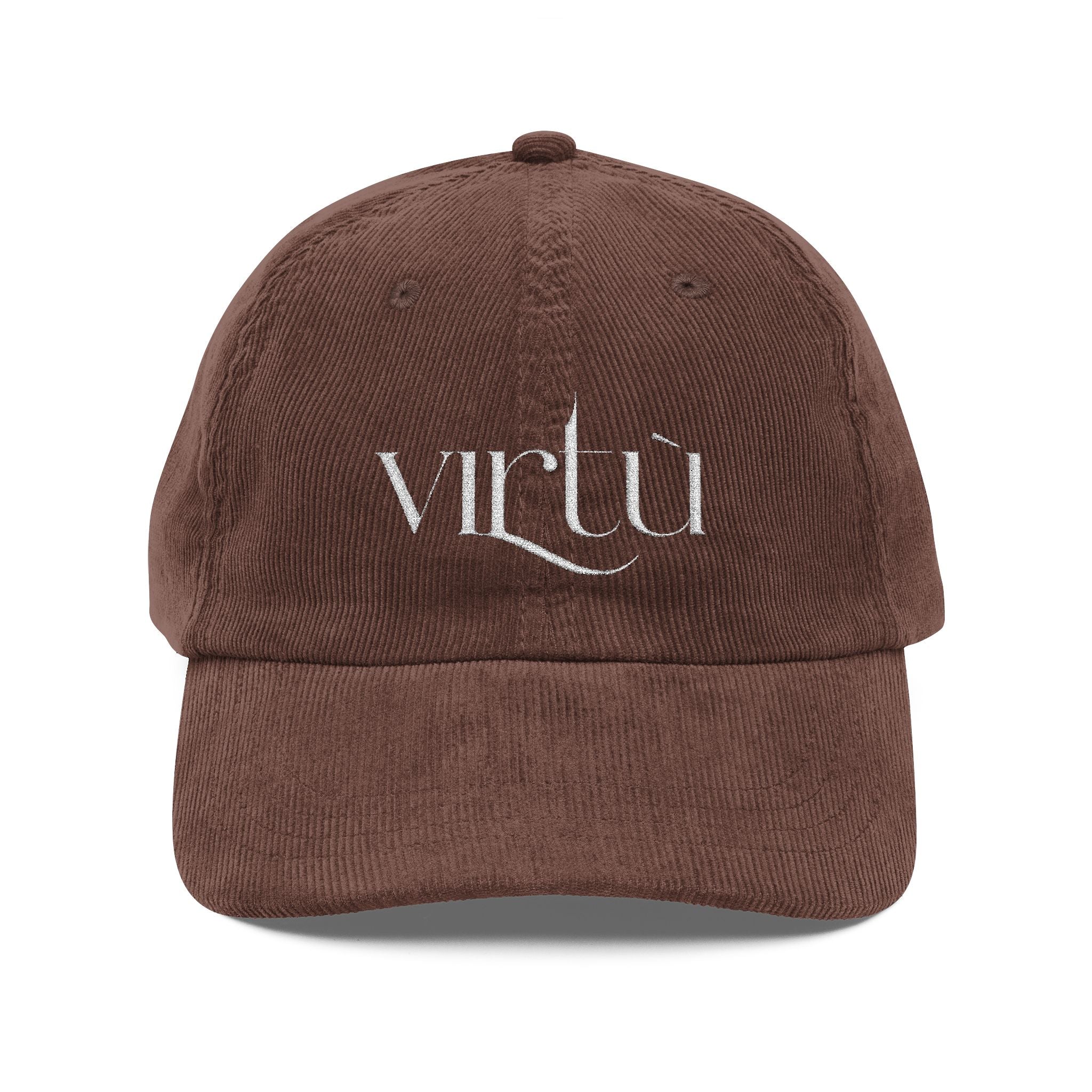 Corduroy Baseball Cap - Embroidered 'Virtu' Vintage Dad Hat