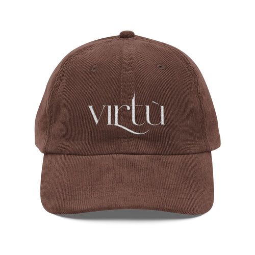 Corduroy Baseball Cap - Embroidered 'Virtu' Vintage Dad Hat