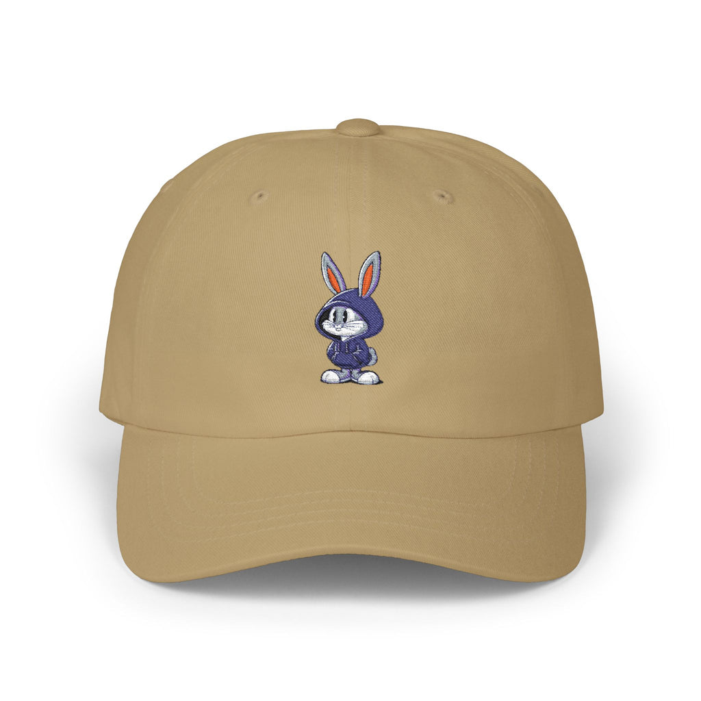 Embroidered Bunny Dad Cap — Cute Cartoon Rabbit Cap with 'virtù' Back Logo