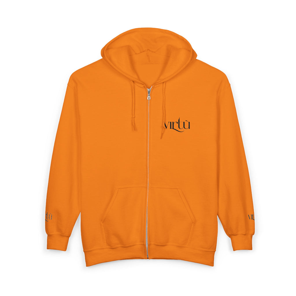 Minimalist 'utu' Zip Hoodie — White Full-Zip Graphic Hoodie