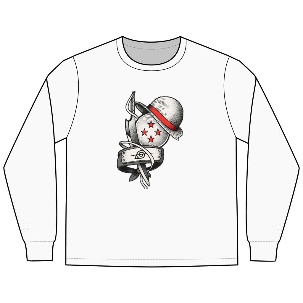 Men's Long Sleeve Tee — Nautical Anchor & Helmet Retro Tattoo Graphic
