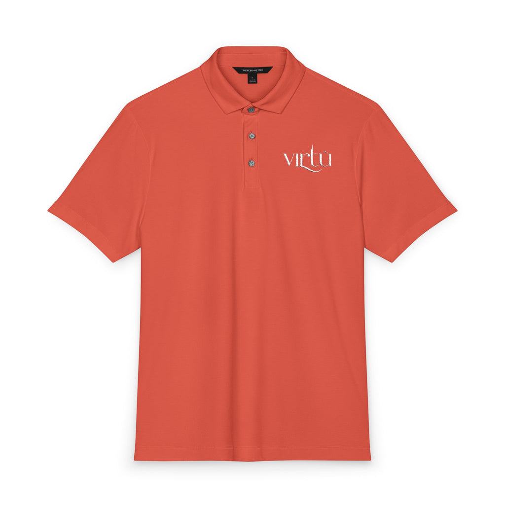 Men's Coral Polo Shirt with 'virtù' Left-Chest Logo