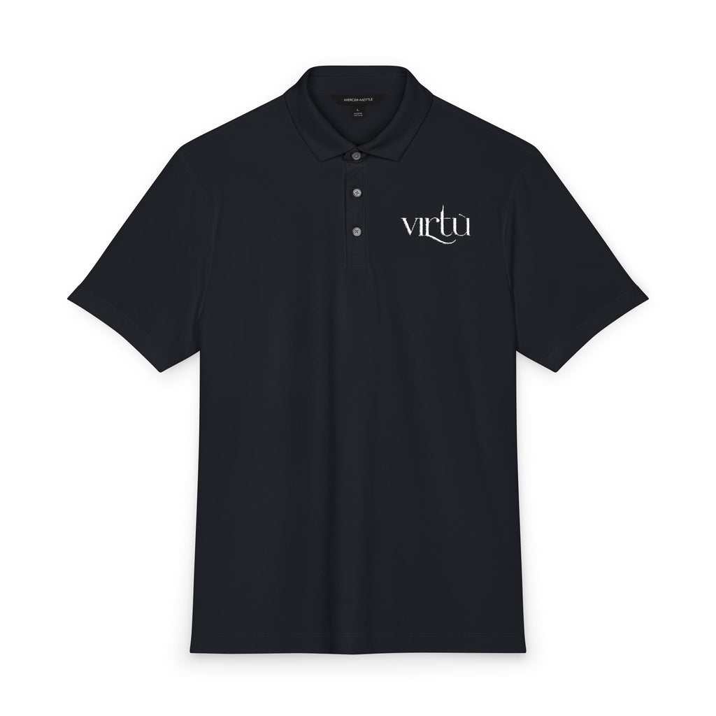 Men's Coral Polo Shirt with 'virtù' Left-Chest Logo