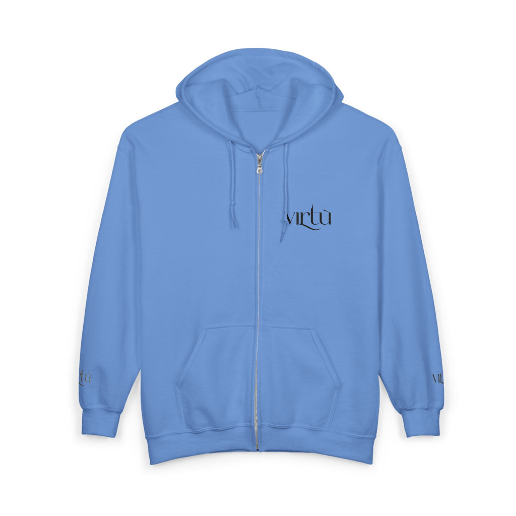 Minimalist 'utu' Zip Hoodie — White Full-Zip Graphic Hoodie