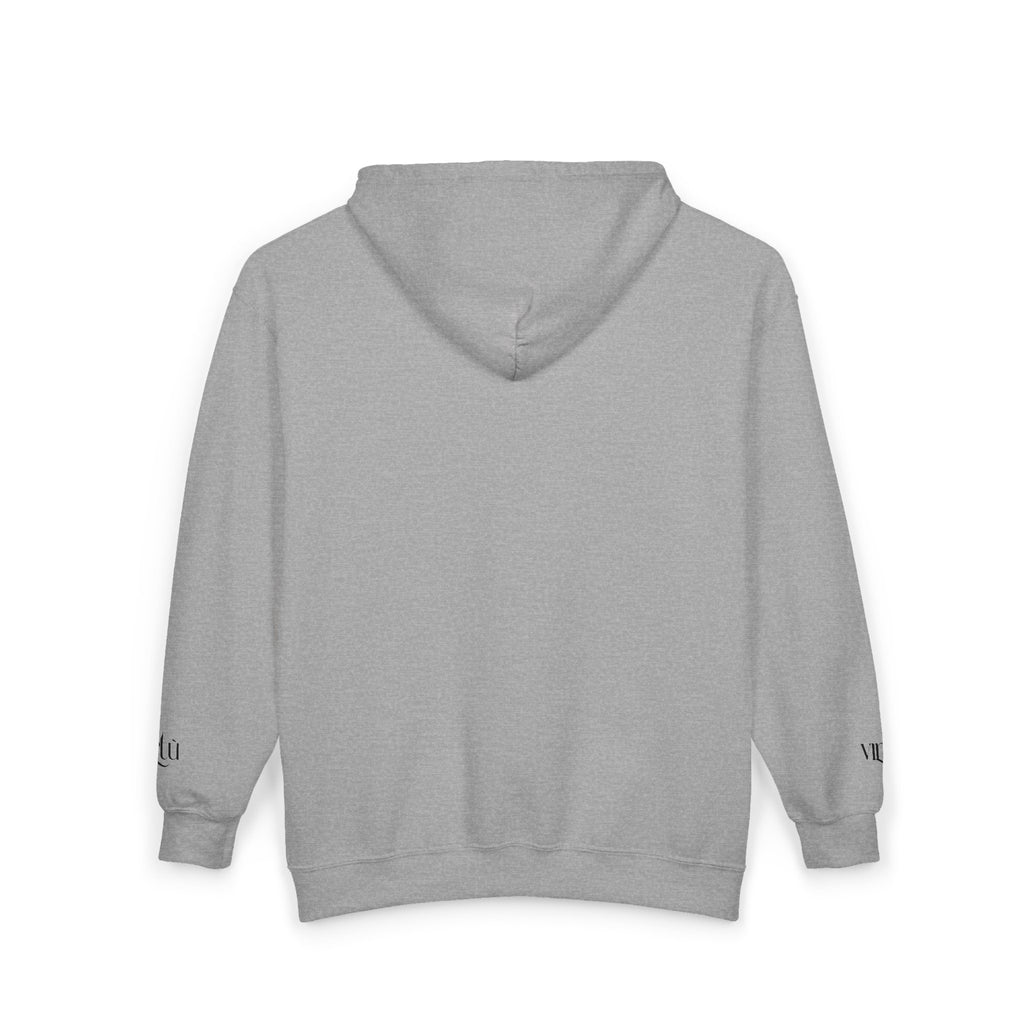 Minimalist 'utu' Zip Hoodie — White Full-Zip Graphic Hoodie