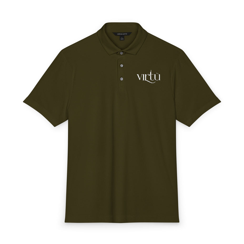 Men's Coral Polo Shirt with 'virtù' Left-Chest Logo