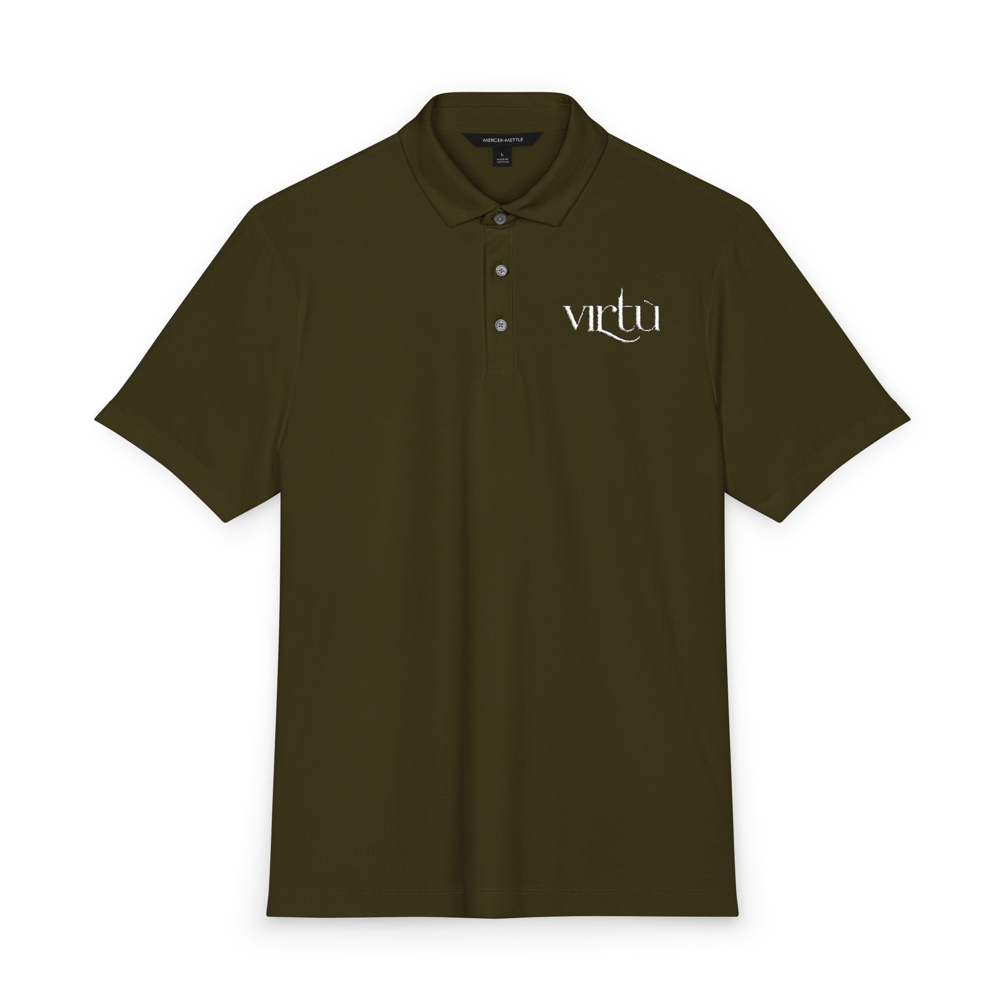 Men's Coral Polo Shirt with 'virtù' Left-Chest Logo