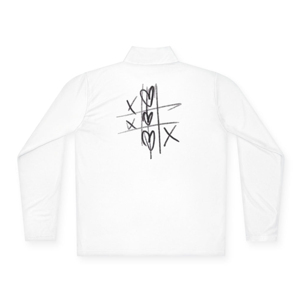 Quarter‑Zip Pullover — Hand‑Drawn Tic‑Tac‑Toe Hearts Graphic