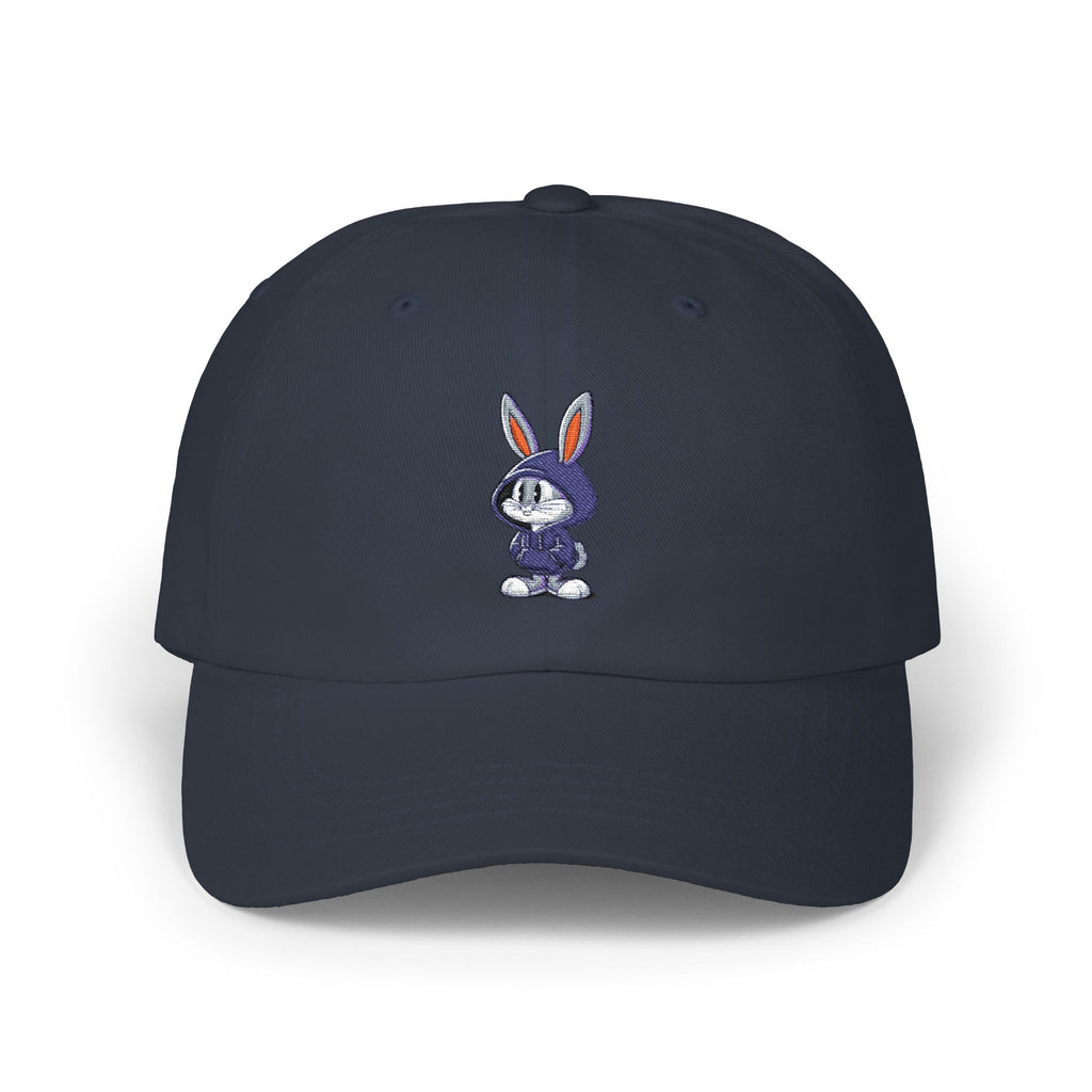 Embroidered Bunny Dad Cap — Cute Cartoon Rabbit Cap with 'virtù' Back Logo