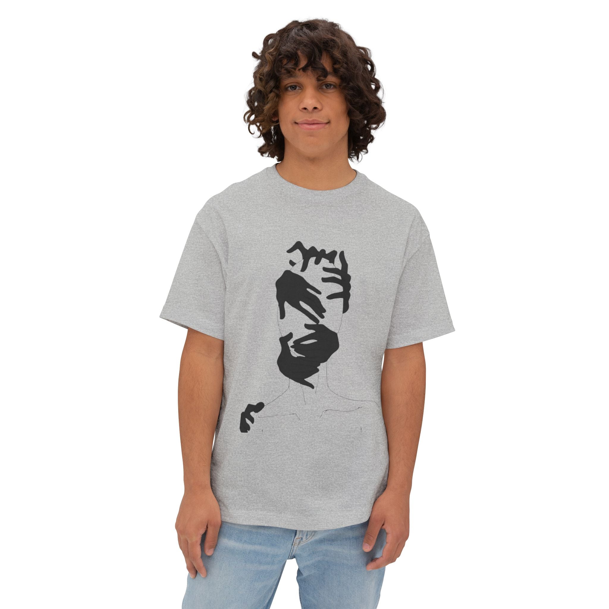Boxy Tee — Minimalist Abstract Face Graphic T‑Shirt