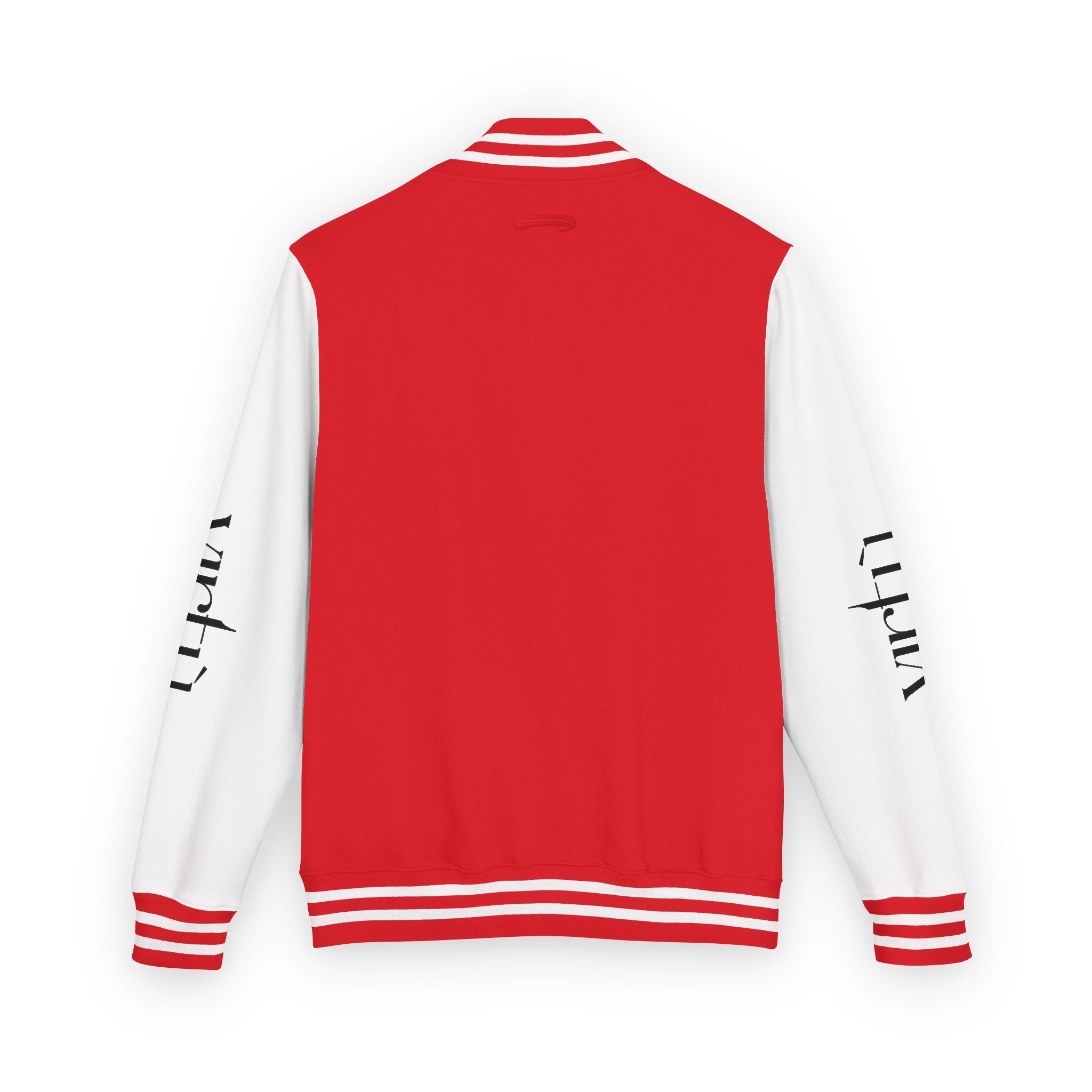Letterman Jacket — Black & White Varsity Bomber with Sleeve Script
