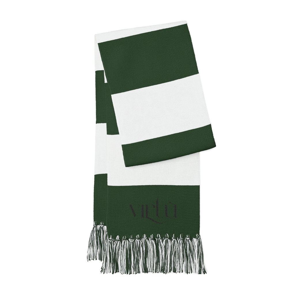 Striped Embroidered Spectator Scarf – Team Colors Fan Scarf with Fringe