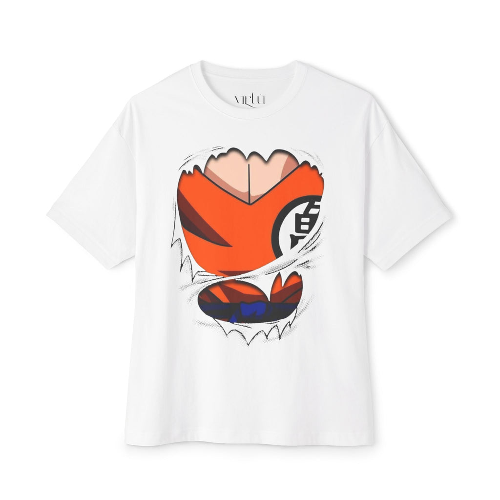Goku Costume Ripped Chest Tee — Dragon Ball Z Martial Arts Symbol Shirt