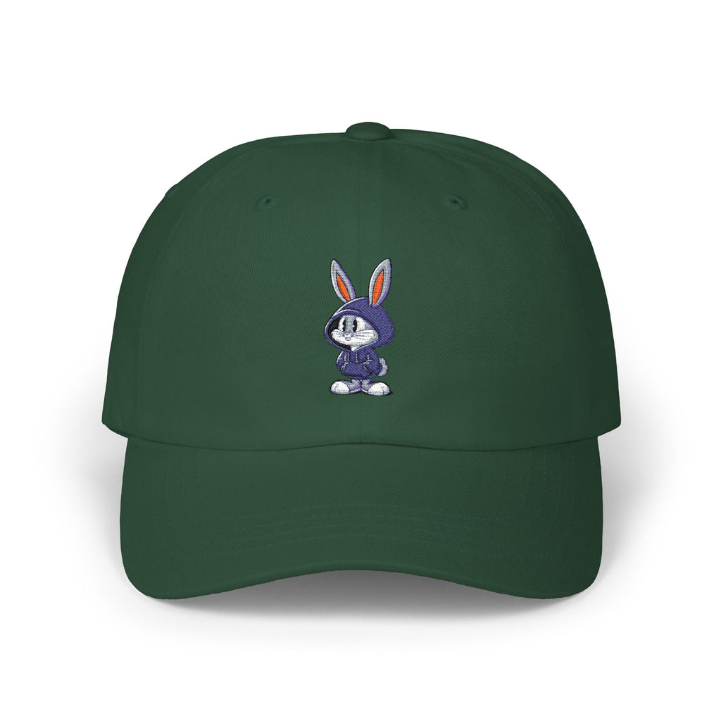 Embroidered Bunny Dad Cap — Cute Cartoon Rabbit Cap with 'virtù' Back Logo
