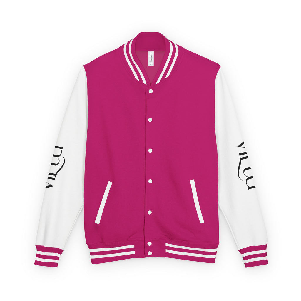 Letterman Jacket — Black & White Varsity Bomber with Sleeve Script