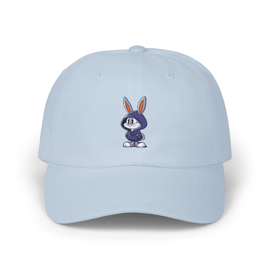 Embroidered Bunny Dad Cap — Cute Cartoon Rabbit Cap with 'virtù' Back Logo