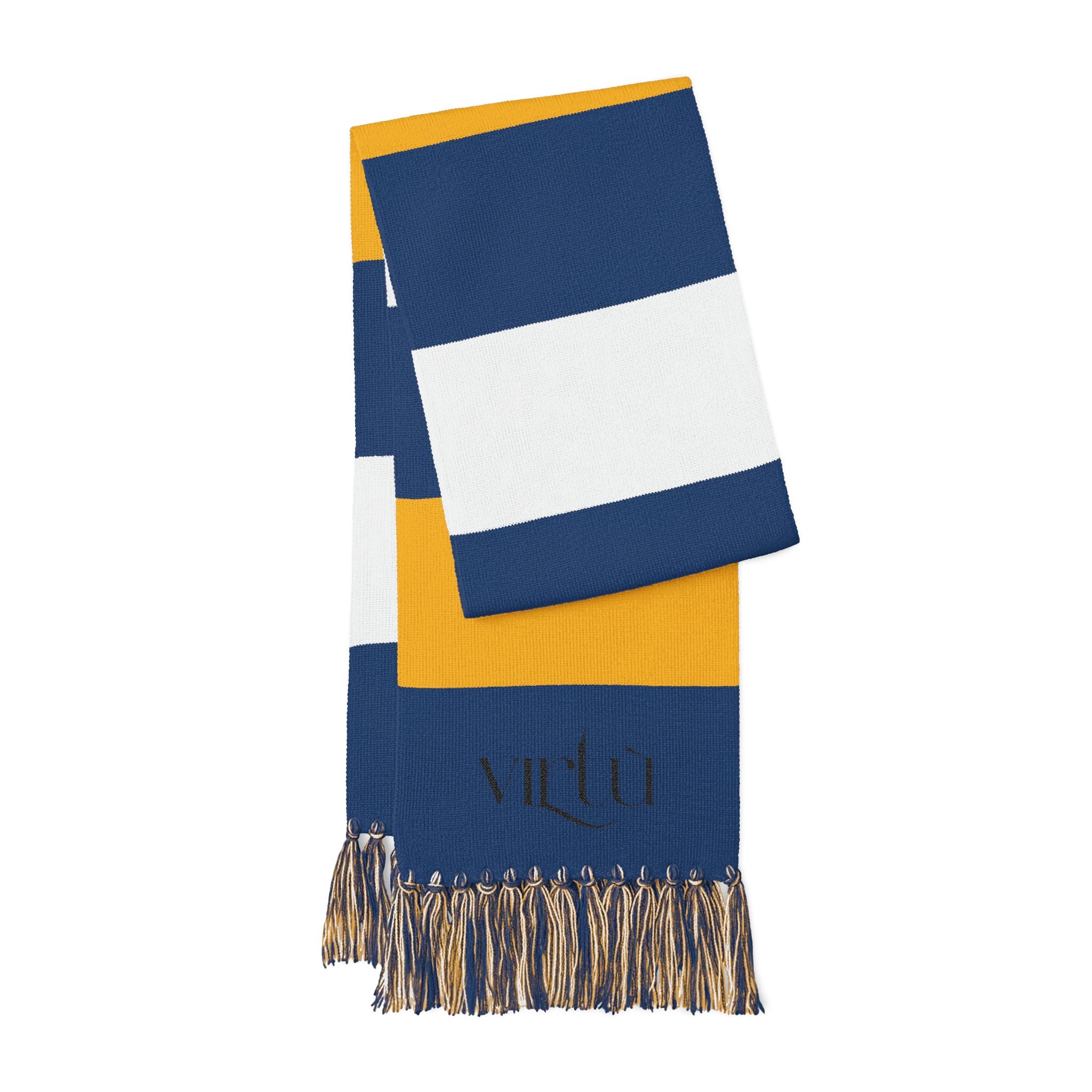 Striped Embroidered Spectator Scarf – Team Colors Fan Scarf with Fringe