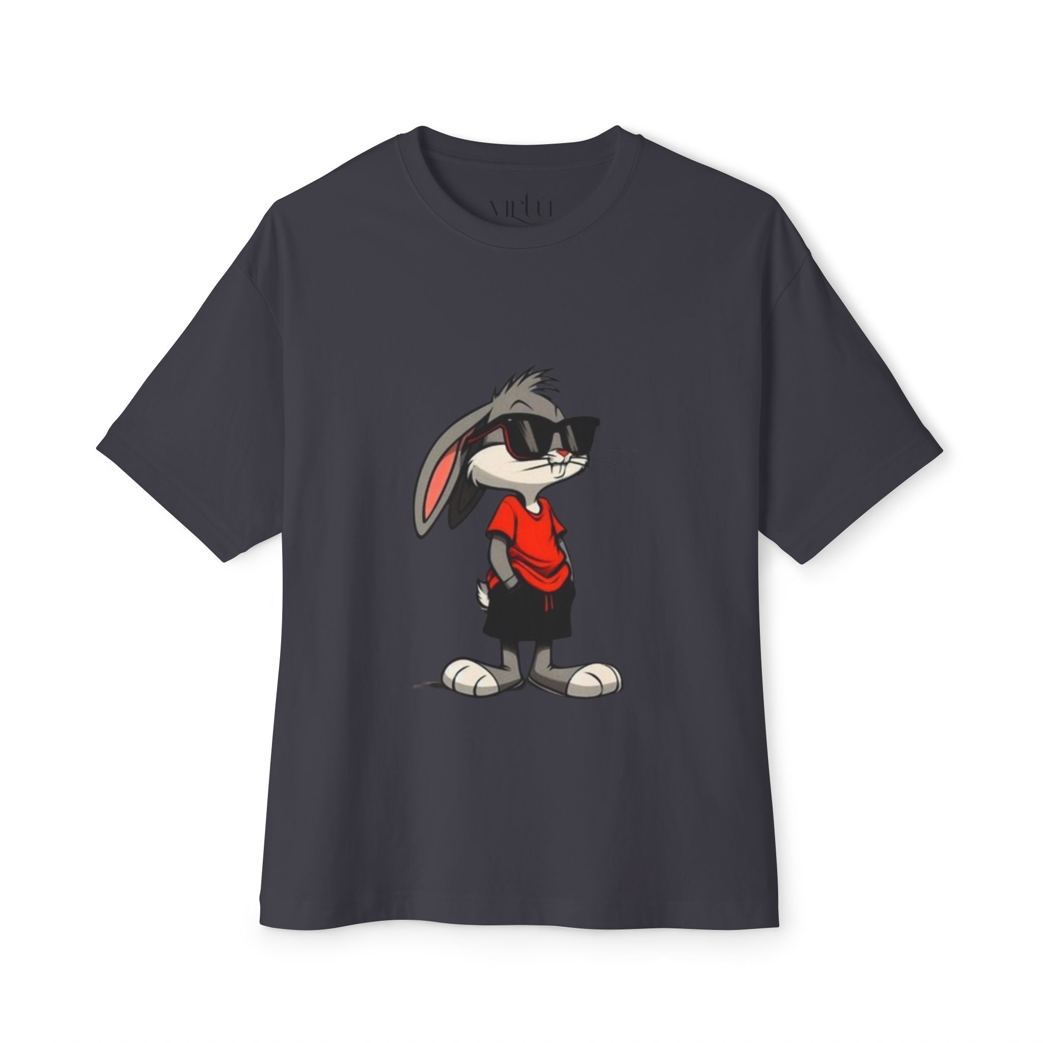 Cool Cartoon Bunny Graphic Tee — Oversized Boxy T-Shirt
