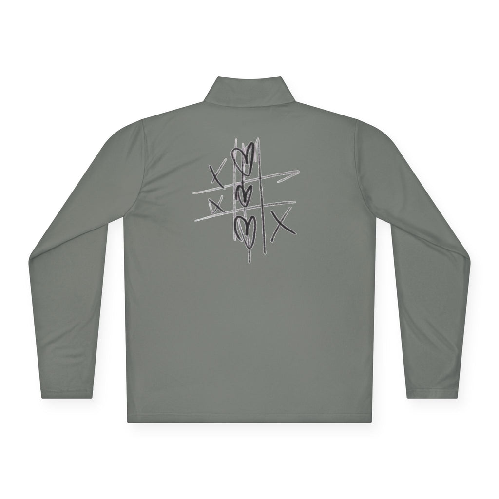 Quarter‑Zip Pullover — Hand‑Drawn Tic‑Tac‑Toe Hearts Graphic