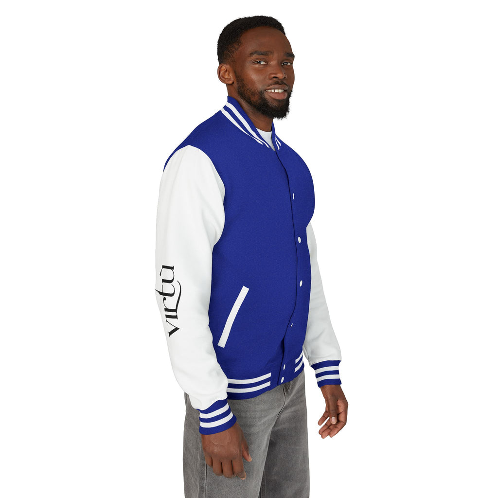 Letterman Jacket — Black & White Varsity Bomber with Sleeve Script