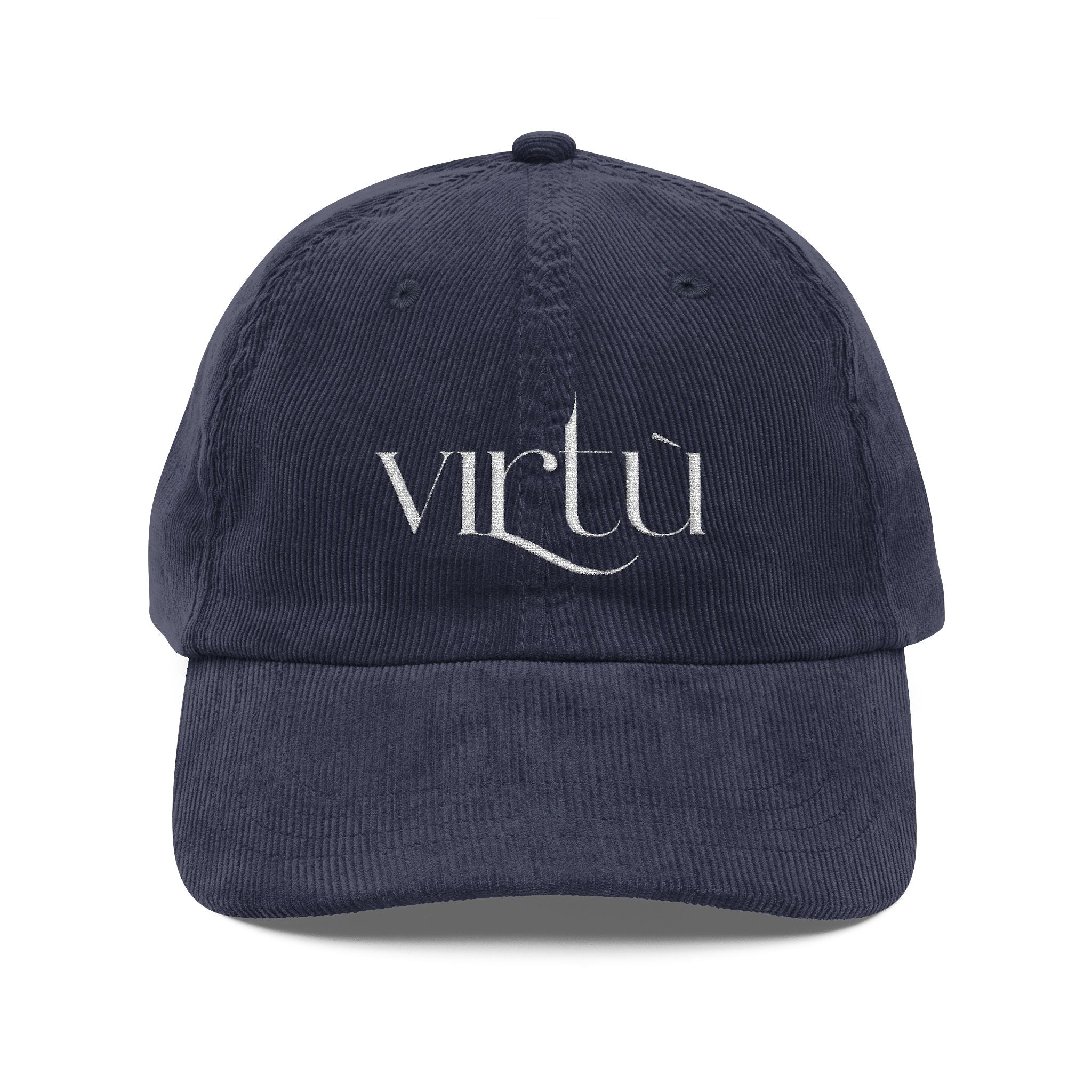 Corduroy Baseball Cap - Embroidered 'Virtu' Vintage Dad Hat