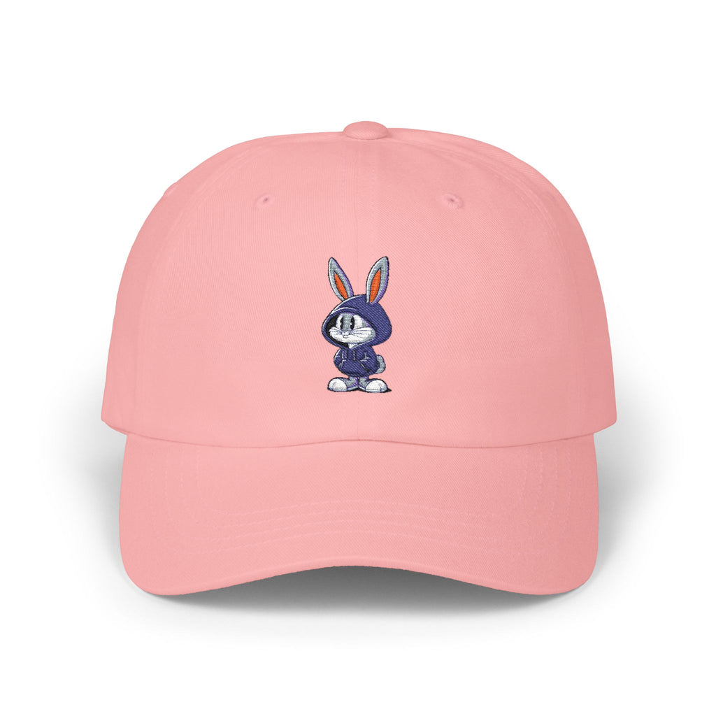 Embroidered Bunny Dad Cap — Cute Cartoon Rabbit Cap with 'virtù' Back Logo