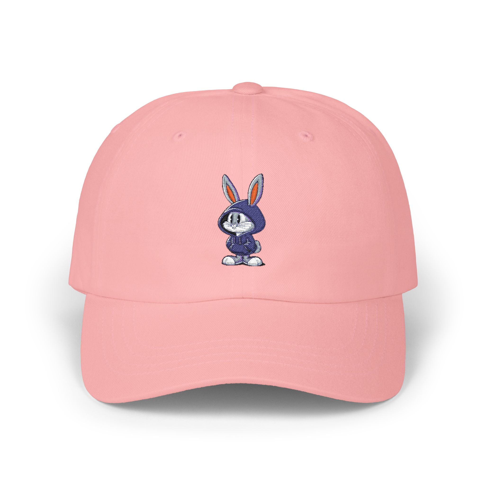 Embroidered Bunny Dad Cap — Cute Cartoon Rabbit Cap with 'virtù' Back Logo