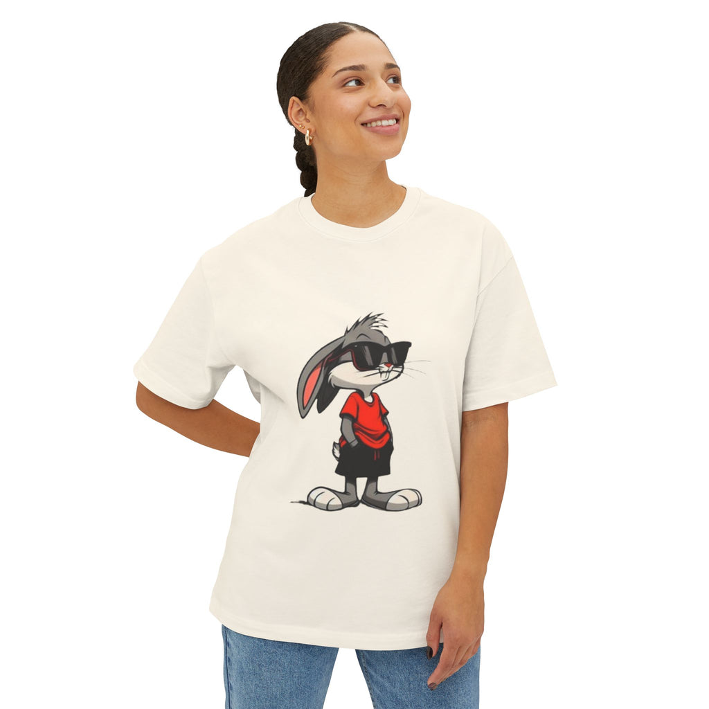Cool Cartoon Bunny Graphic Tee — Oversized Boxy T-Shirt