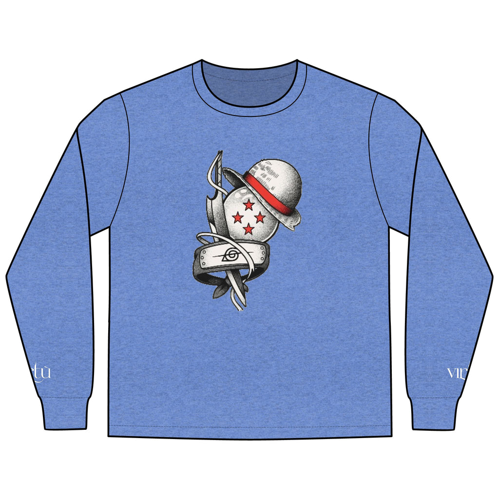 Men's Long Sleeve Tee — Nautical Anchor & Helmet Retro Tattoo Graphic