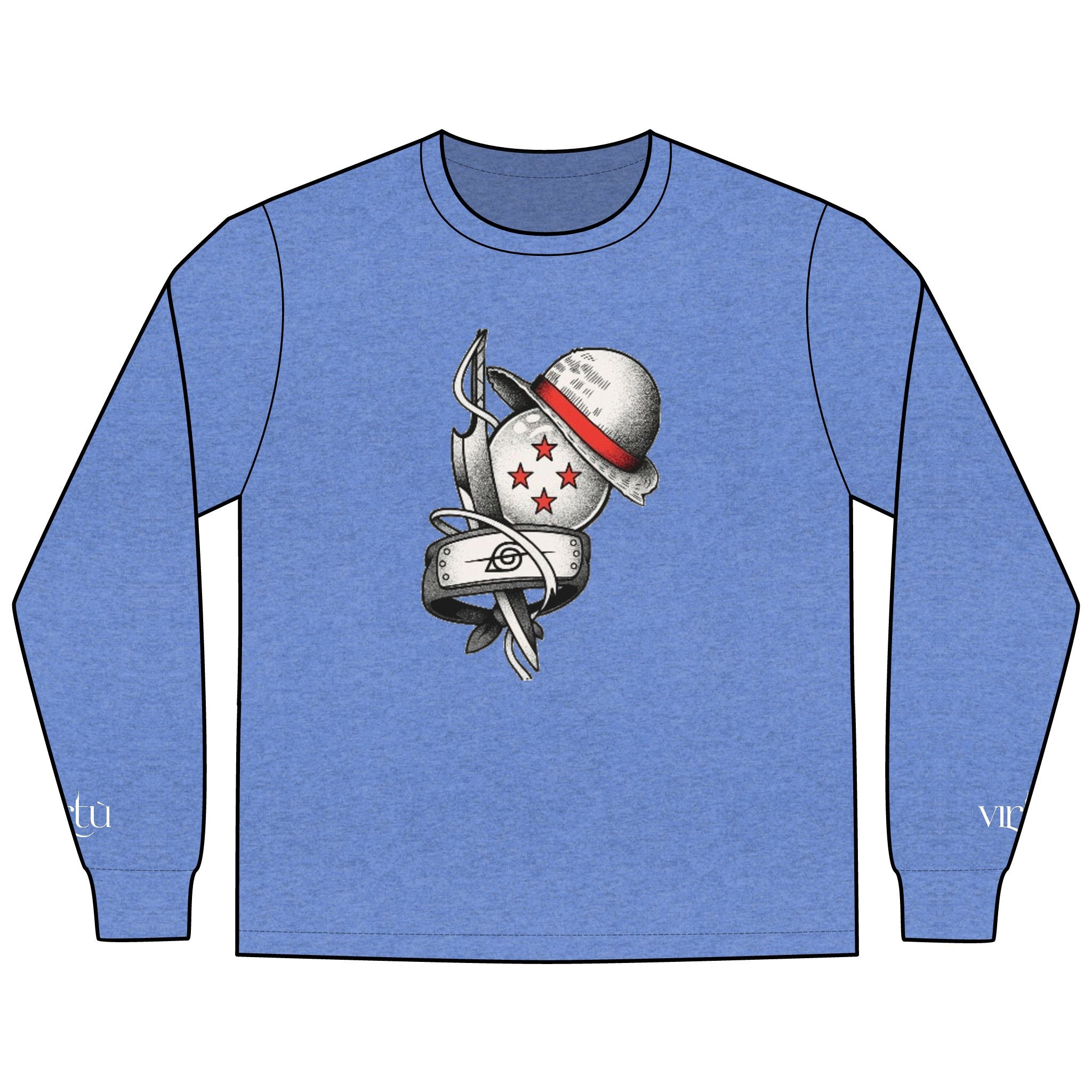 Men's Long Sleeve Tee — Nautical Anchor & Helmet Retro Tattoo Graphic