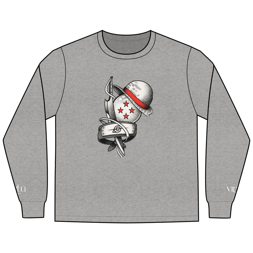 Men's Long Sleeve Tee — Nautical Anchor & Helmet Retro Tattoo Graphic