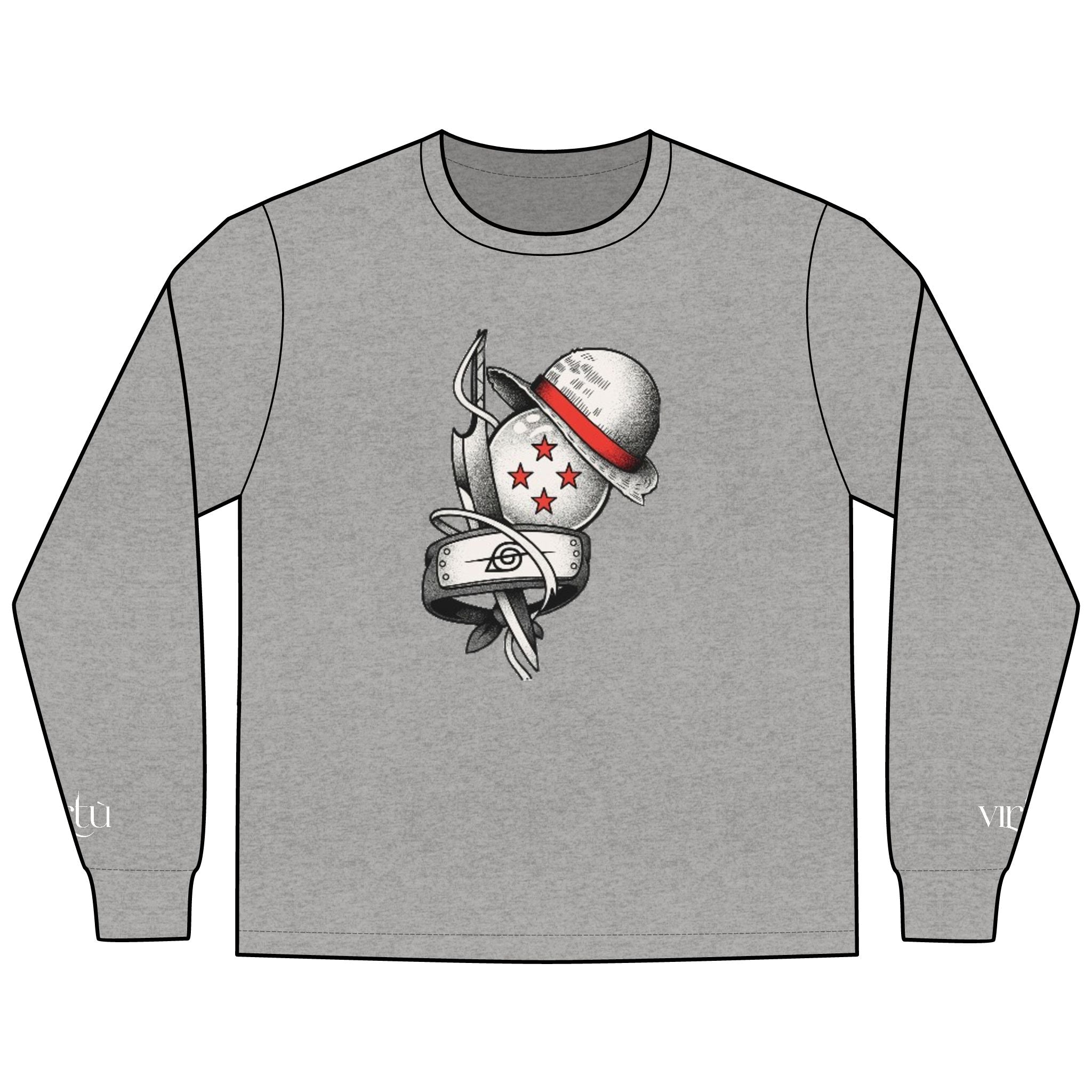 Men's Long Sleeve Tee — Nautical Anchor & Helmet Retro Tattoo Graphic
