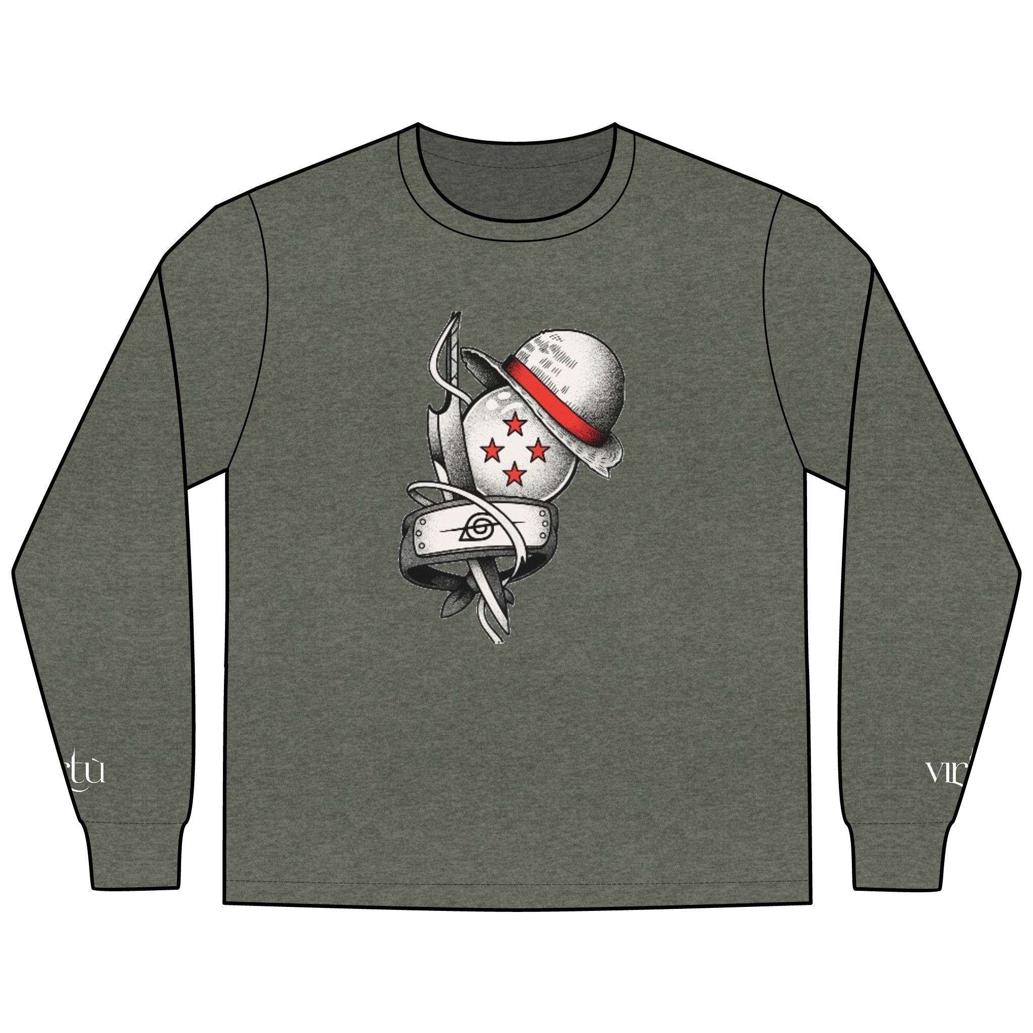Men's Long Sleeve Tee — Nautical Anchor & Helmet Retro Tattoo Graphic
