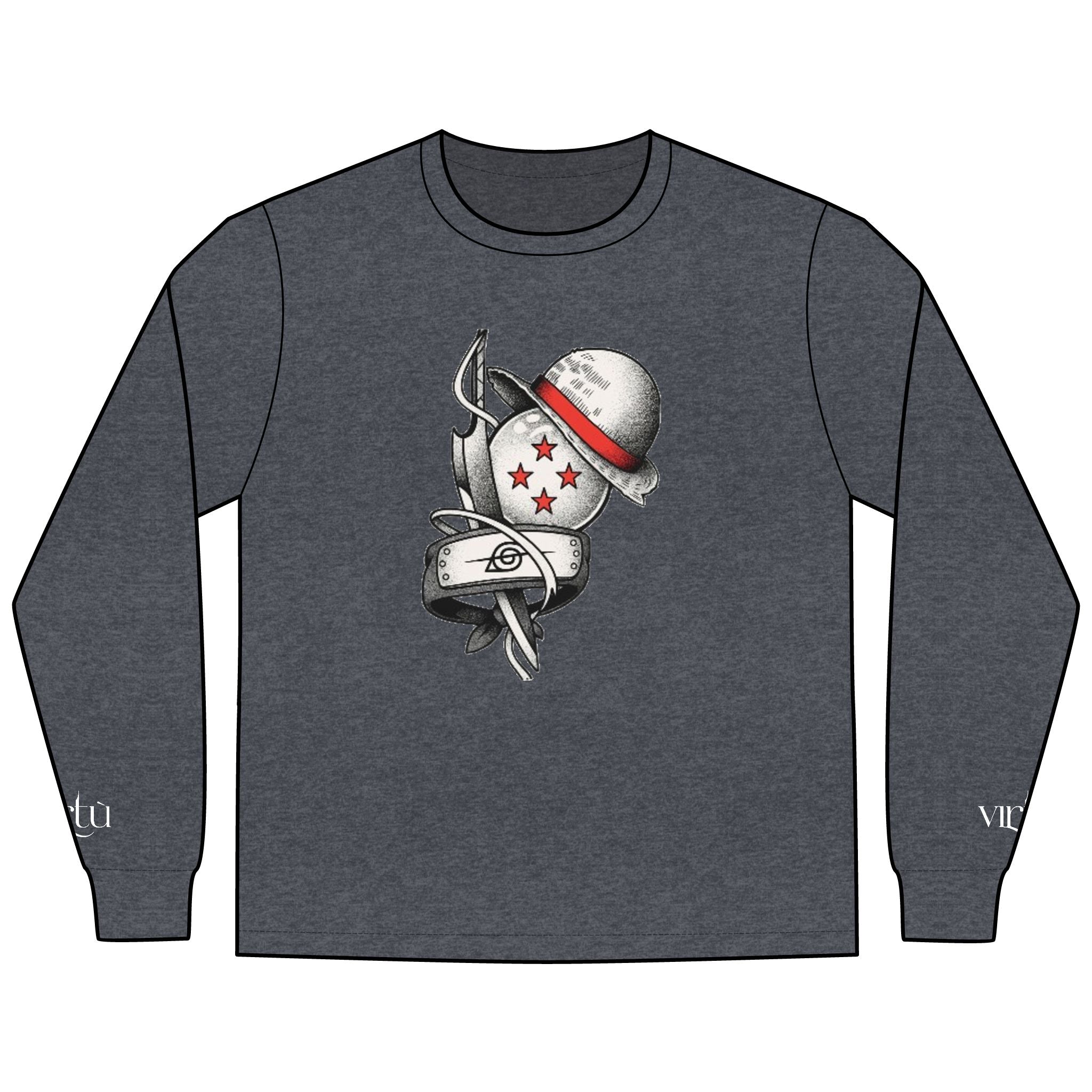Men's Long Sleeve Tee — Nautical Anchor & Helmet Retro Tattoo Graphic