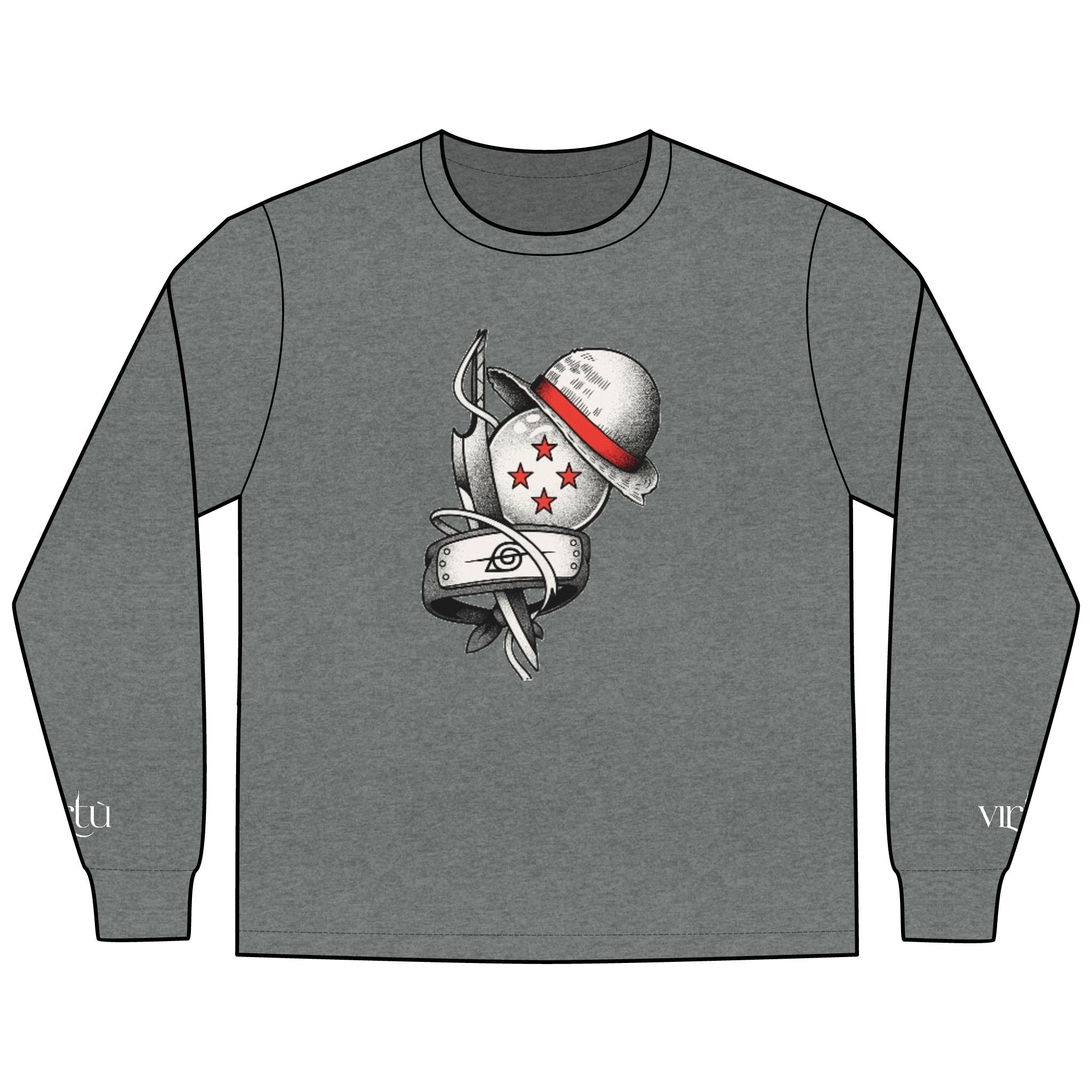 Men's Long Sleeve Tee — Nautical Anchor & Helmet Retro Tattoo Graphic