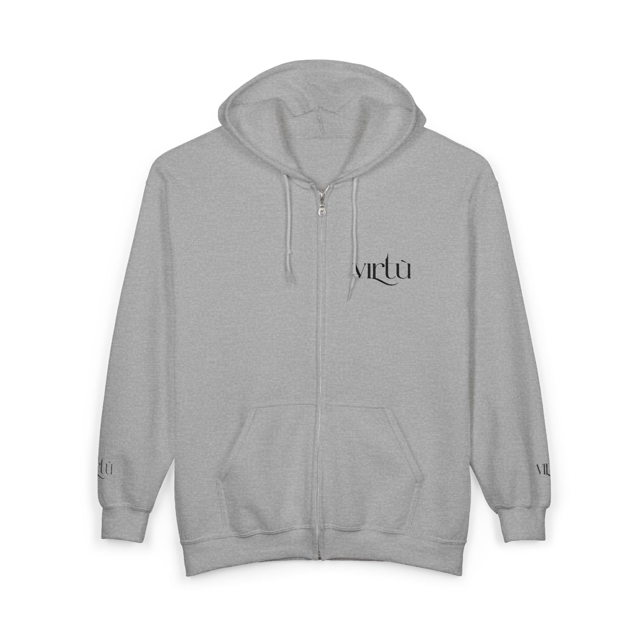 Minimalist 'utu' Zip Hoodie — White Full-Zip Graphic Hoodie