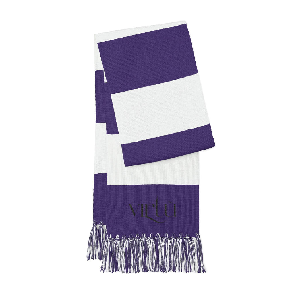 Striped Embroidered Spectator Scarf – Team Colors Fan Scarf with Fringe