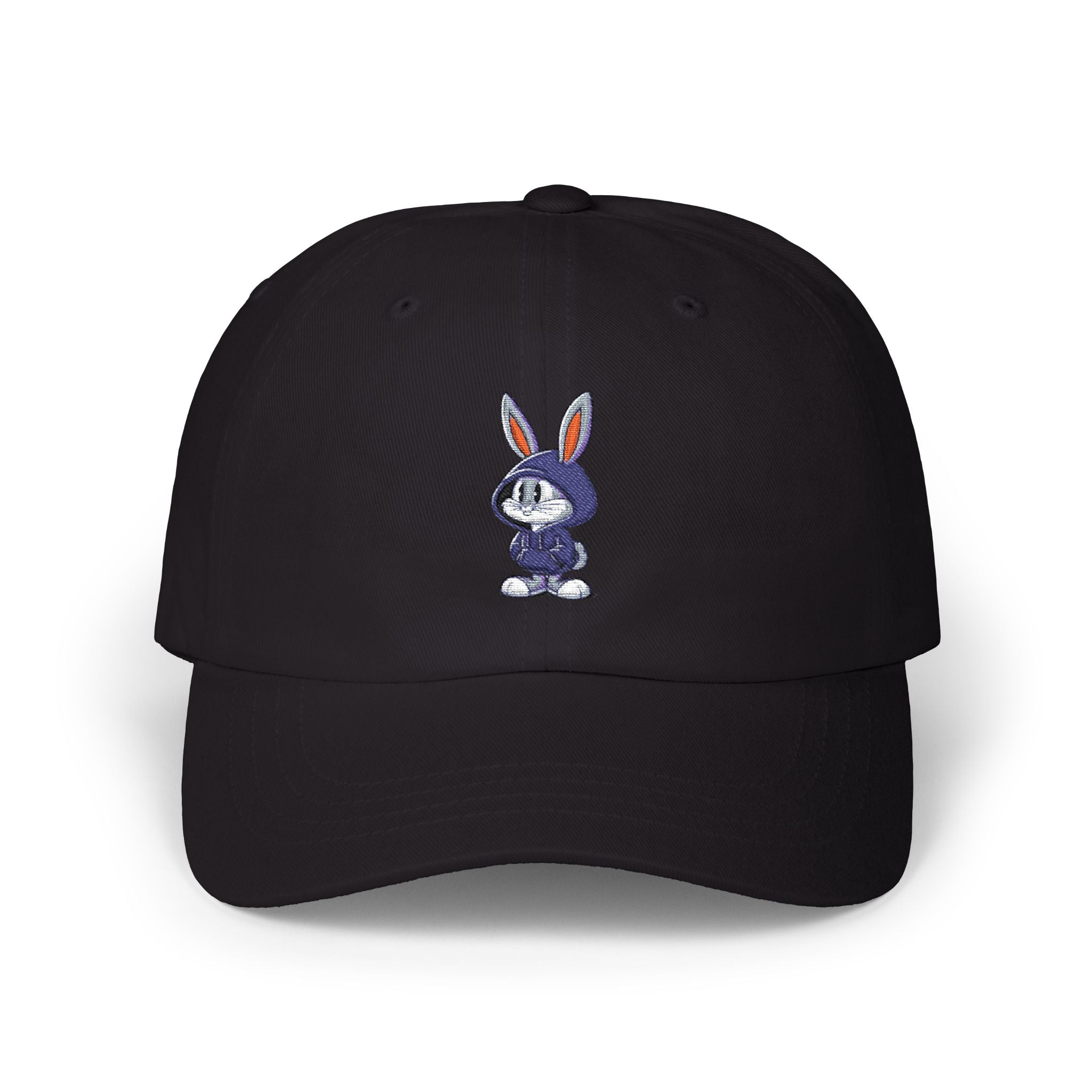 Embroidered Bunny Dad Cap — Cute Cartoon Rabbit Cap with 'virtù' Back Logo