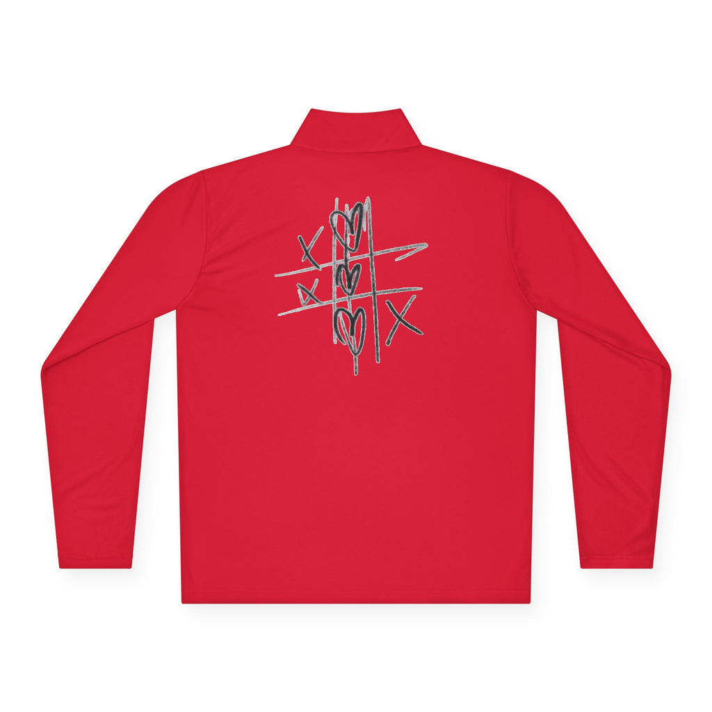 Quarter‑Zip Pullover — Hand‑Drawn Tic‑Tac‑Toe Hearts Graphic