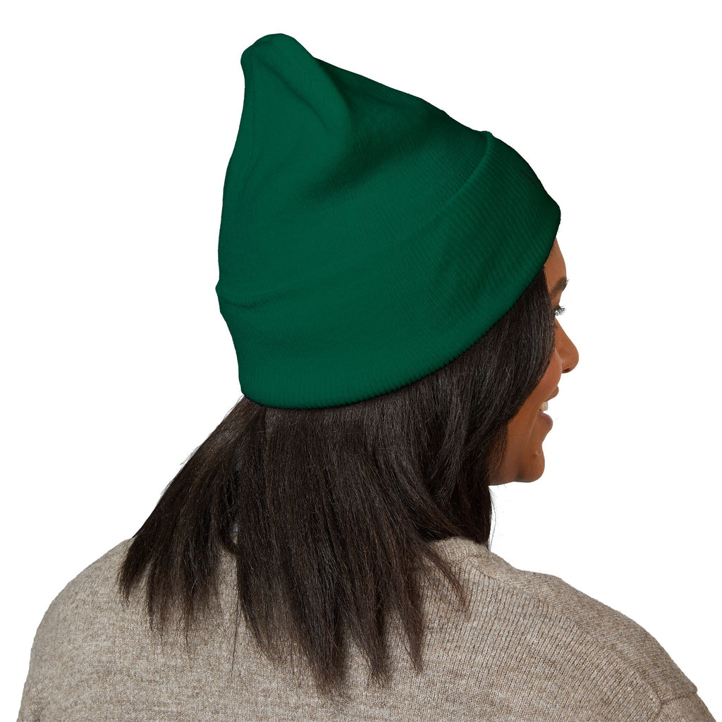 Embroidered 'Virtù' Cuffed Beanie — Classic Knit Winter Hat