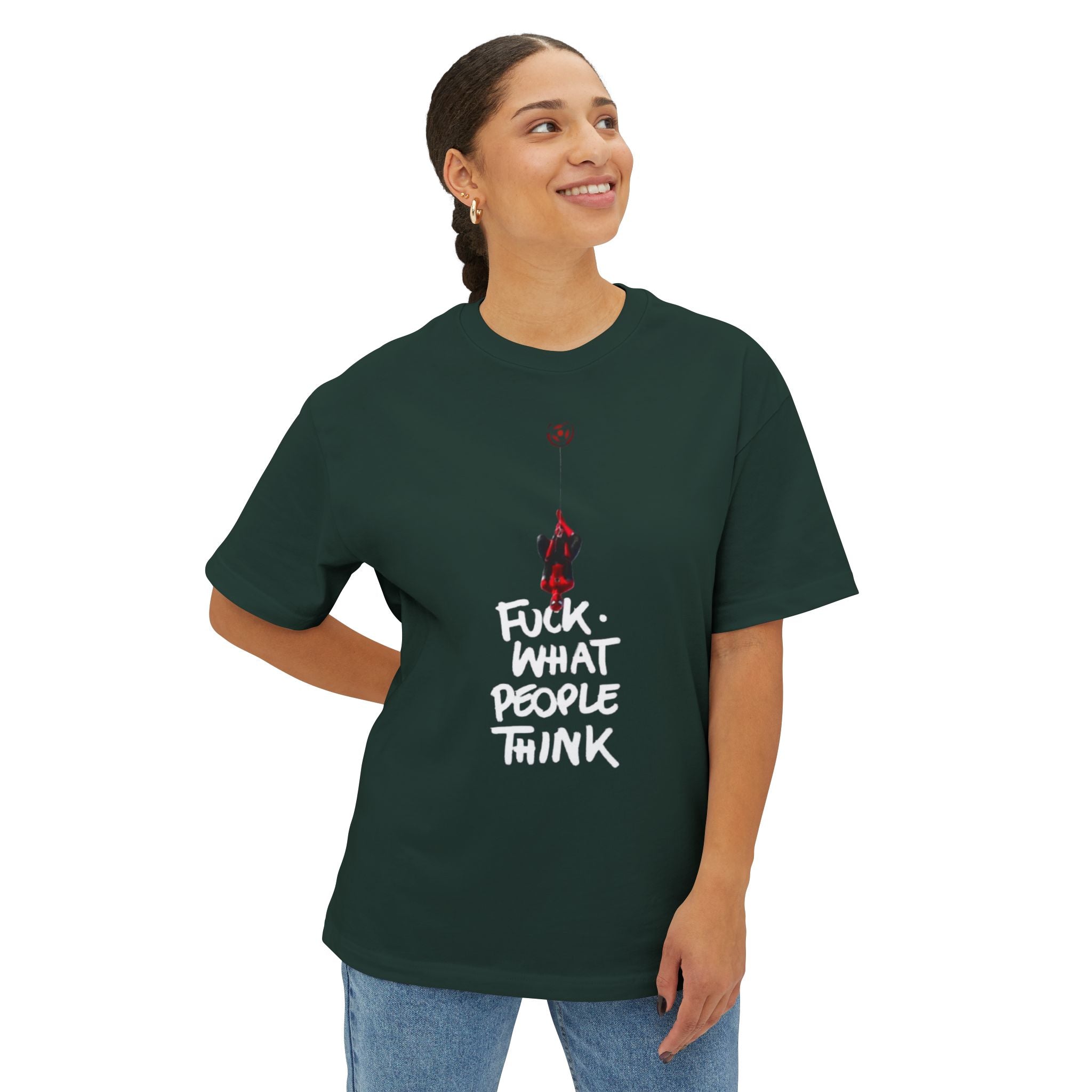Graphic Tee — "Fuck What People Think" Oversized Boxy T-Shirt