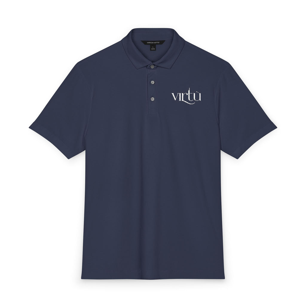 Men's Coral Polo Shirt with 'virtù' Left-Chest Logo