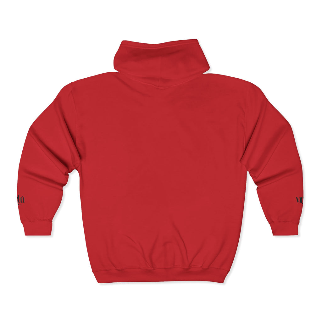 Minimalist 'utu' Zip Hoodie — White Full-Zip Graphic Hoodie