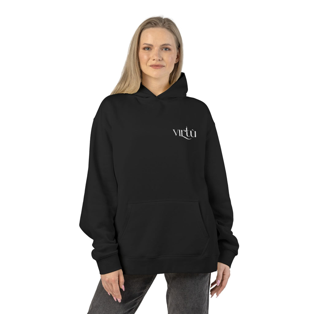 Minimal 'vldn' Black Relaxed Hoodie — Casual Streetwear Pullover