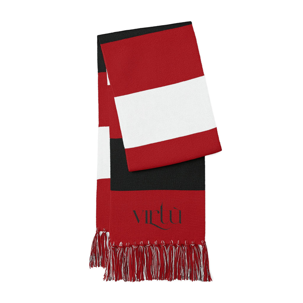 Striped Embroidered Spectator Scarf – Team Colors Fan Scarf with Fringe
