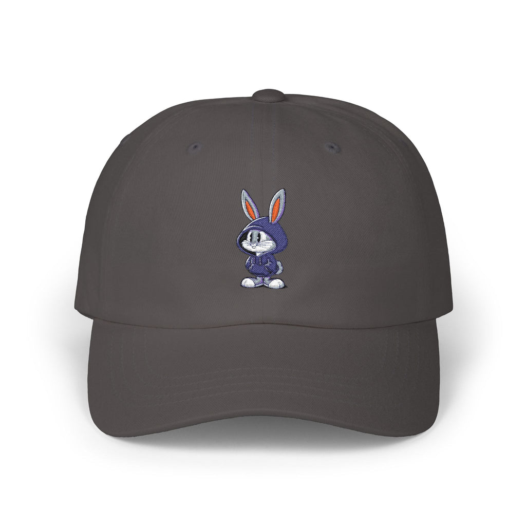 Embroidered Bunny Dad Cap — Cute Cartoon Rabbit Cap with 'virtù' Back Logo