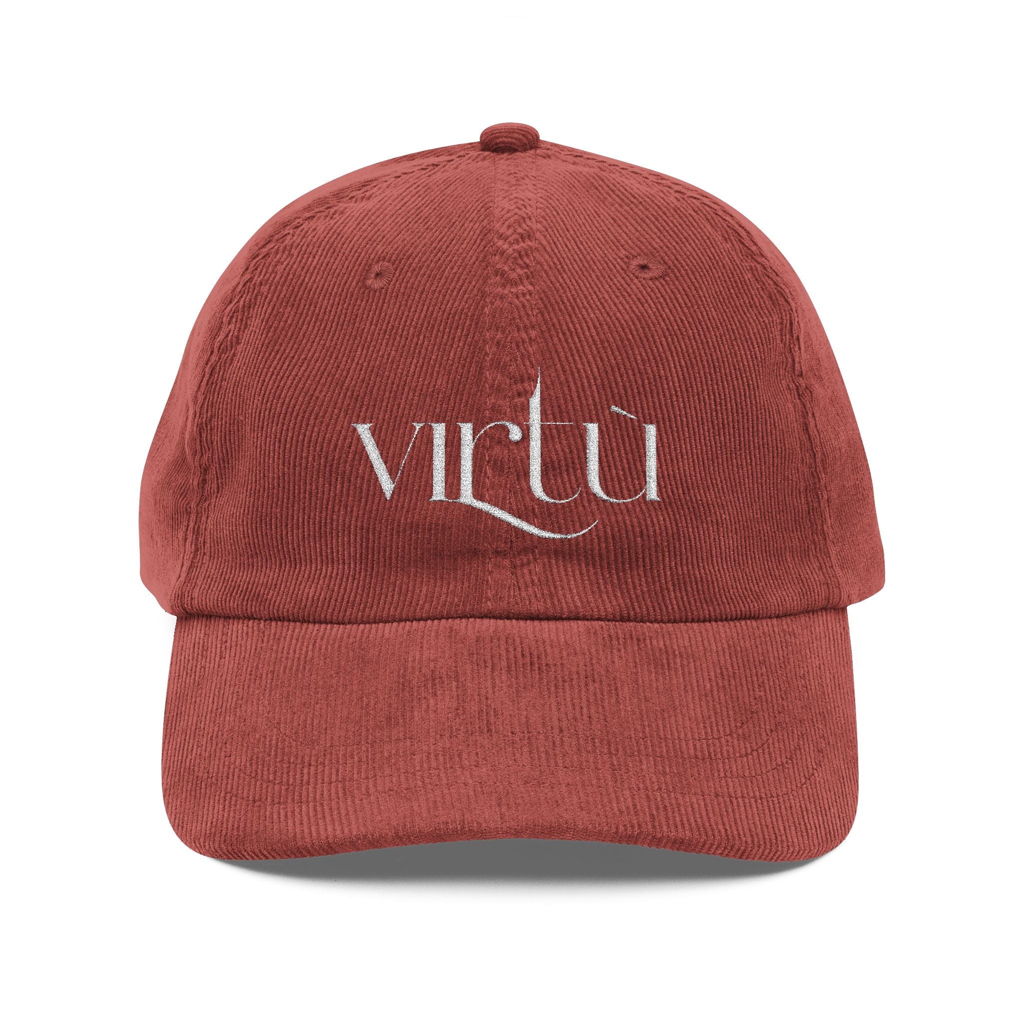 Corduroy Baseball Cap - Embroidered 'Virtu' Vintage Dad Hat