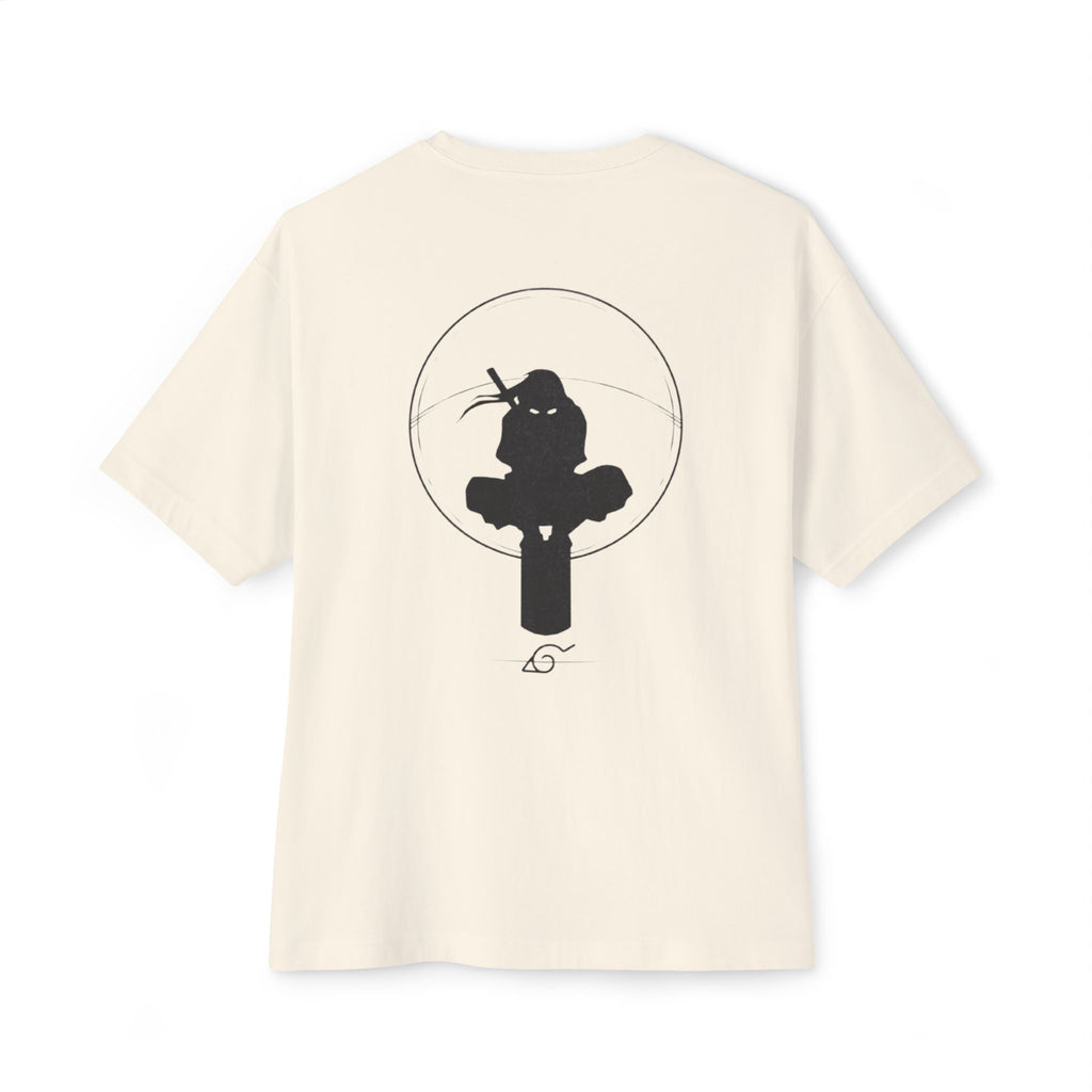 Ninja Silhouette Boxy Tee — Japanese Kanji Sakura Sun Graphic